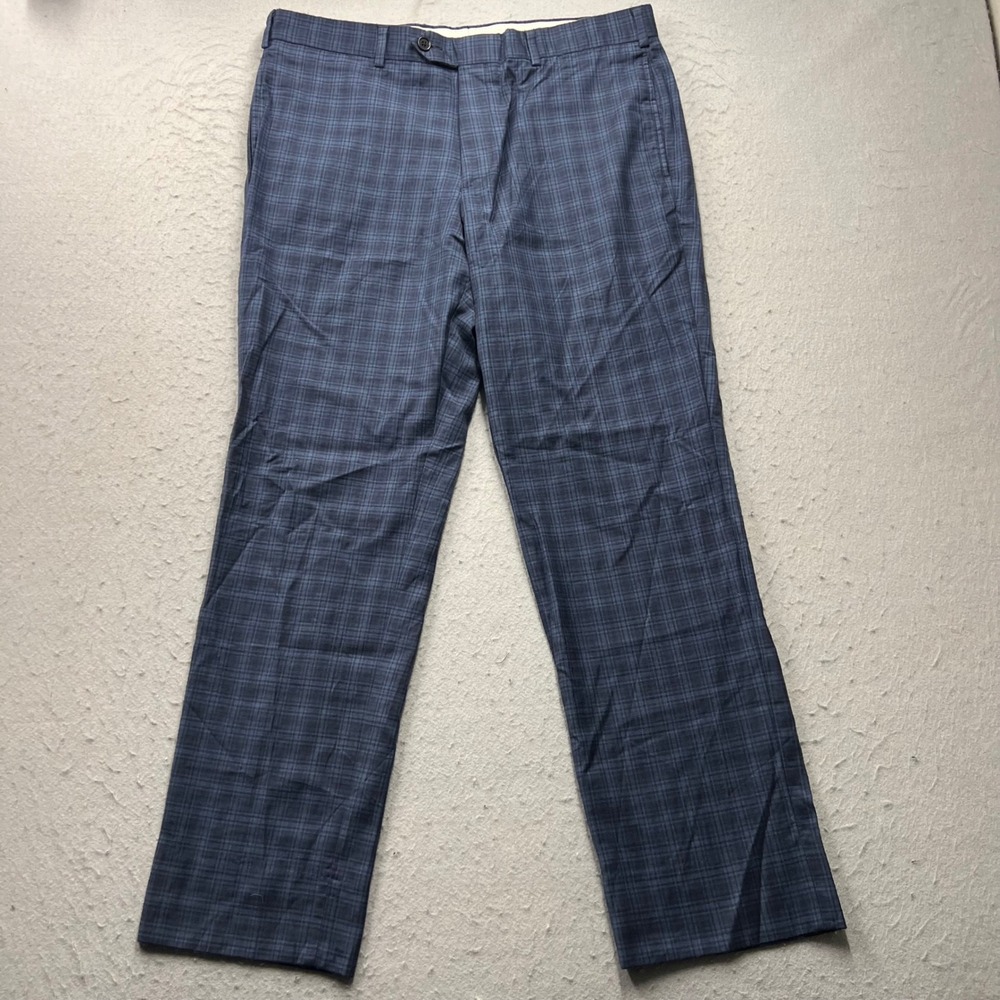Brooks Brothers Regent Fit Plaid Lambswool Dress Pants Mens 36x30 Blue 2449